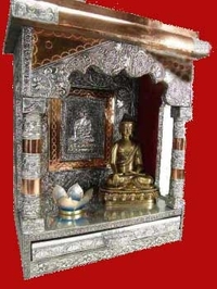 Mandir Altar aus Weißmetall
