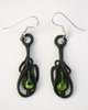 Kunstharz - Ohrringe mit Glastropfen (grün)