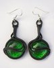 Kunstharz - Ohrringe mit Glas (grün)